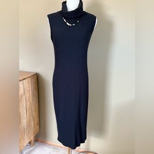 Bella Luxx Black Knit sleeveless Turtleneck Dress Midi size small